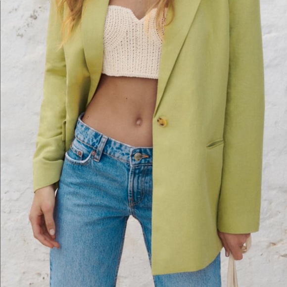 Linen Blend Straight Cut Blazer - Picture 3 of 8